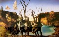 Cygnes reflétant des éléphants Salvador Dali